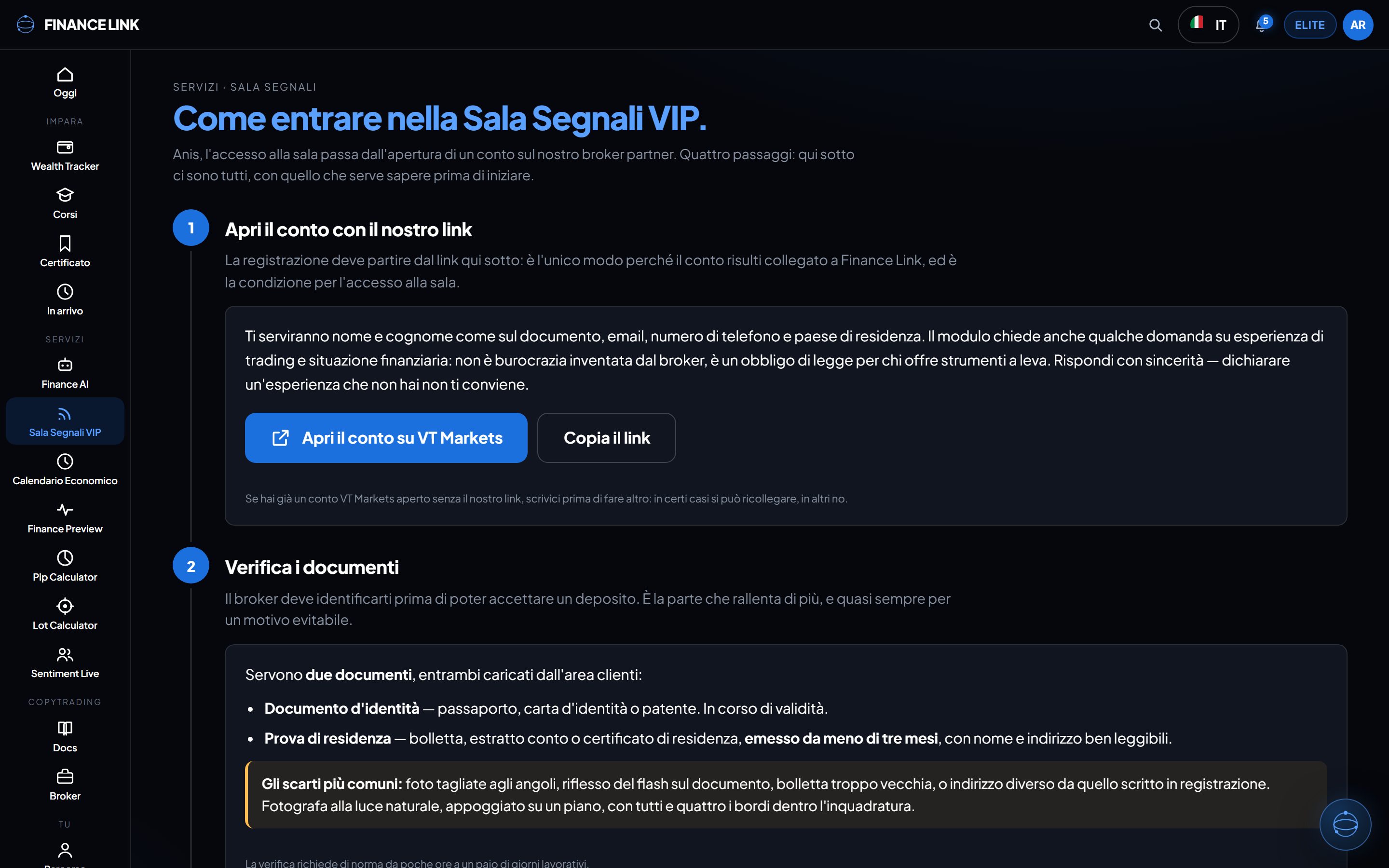 Sala Segnali VIP — The room, and how you get in.